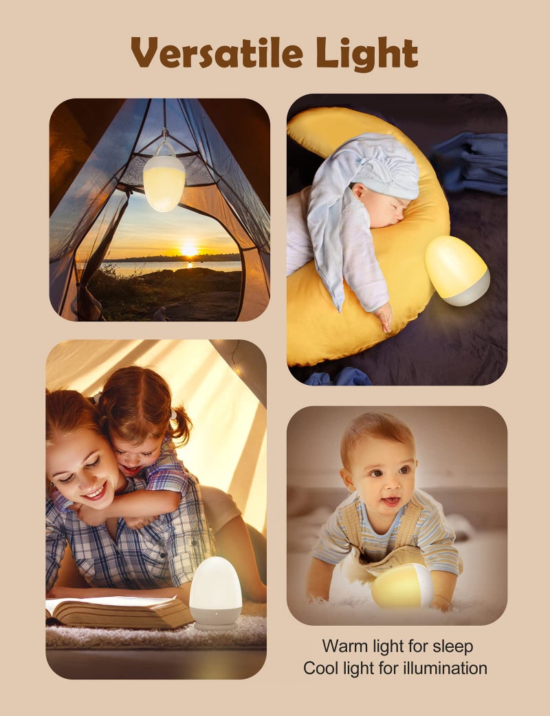 JolyWell Baby Night Light for Kid, Portable Egg Nightlight with Stable Charging Pad, Touch Nursery Night Lamp for Breastfeeding, Toddler Night Light for Bedroom, Timer Setting, ABS+PC, White-2 - Image 5